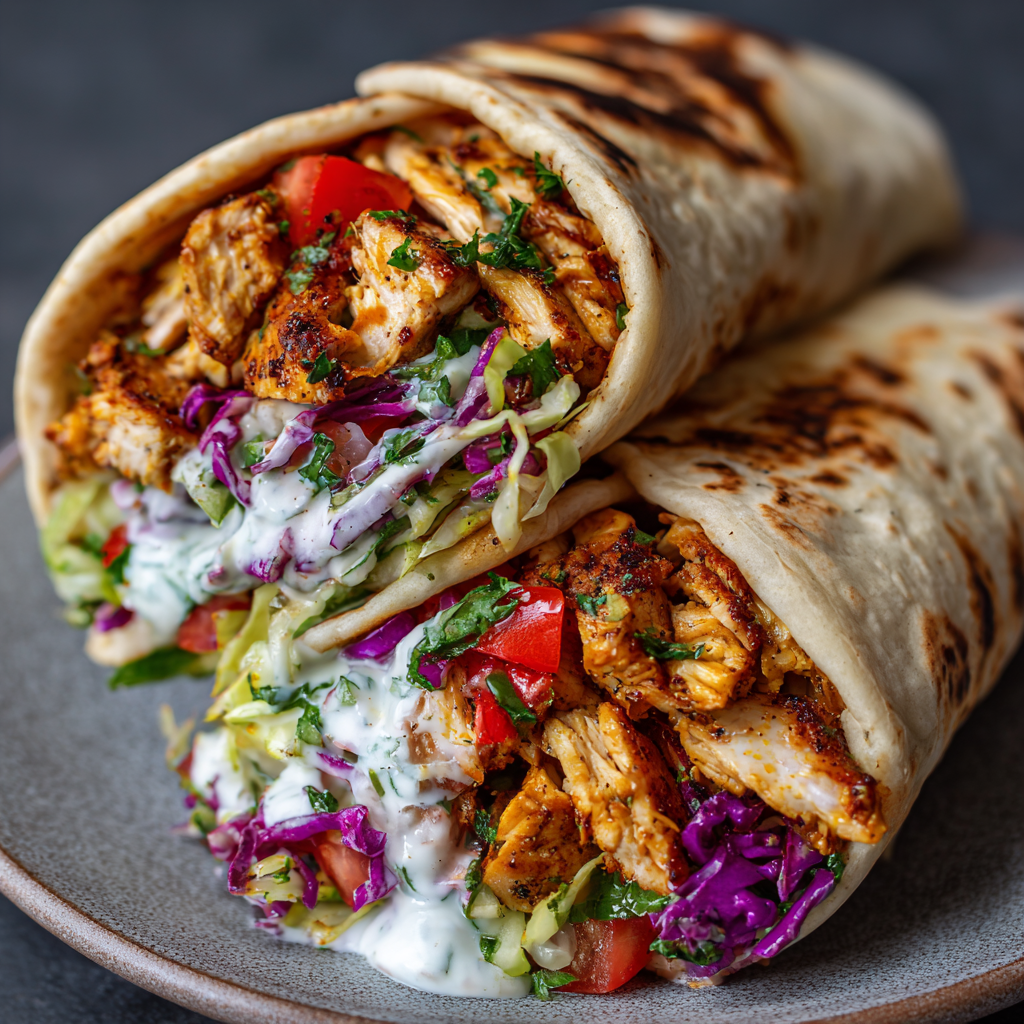 Chicken Shawarma Wraps Recipe 2 Chicken Shawarma Wraps Recipe - Recipe Image