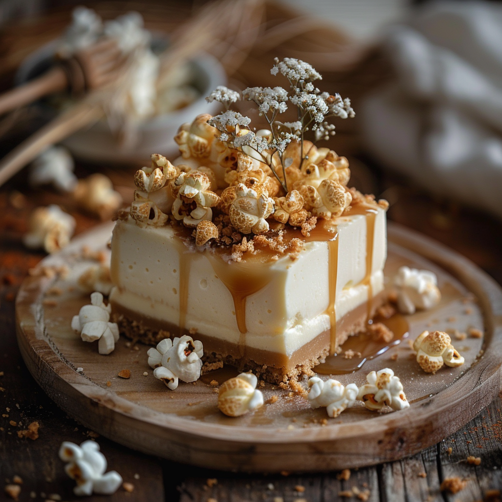 Caramel Popcorn Cheesecake 🍿 Recipe - Recipe Image