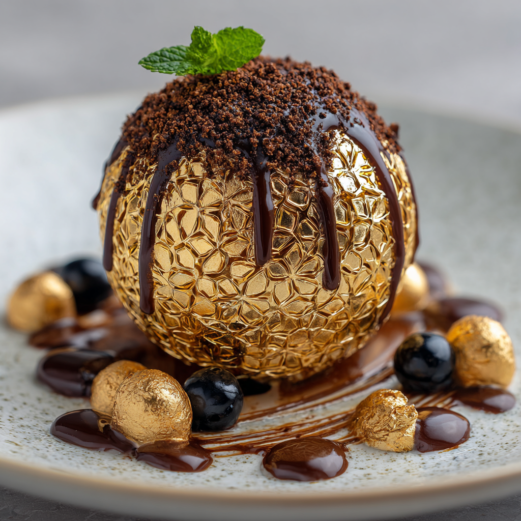 Golden Chocolate Sphere Dessert ✨ Recipe 3 Golden Chocolate Sphere Dessert ✨ Recipe - Recipe Image