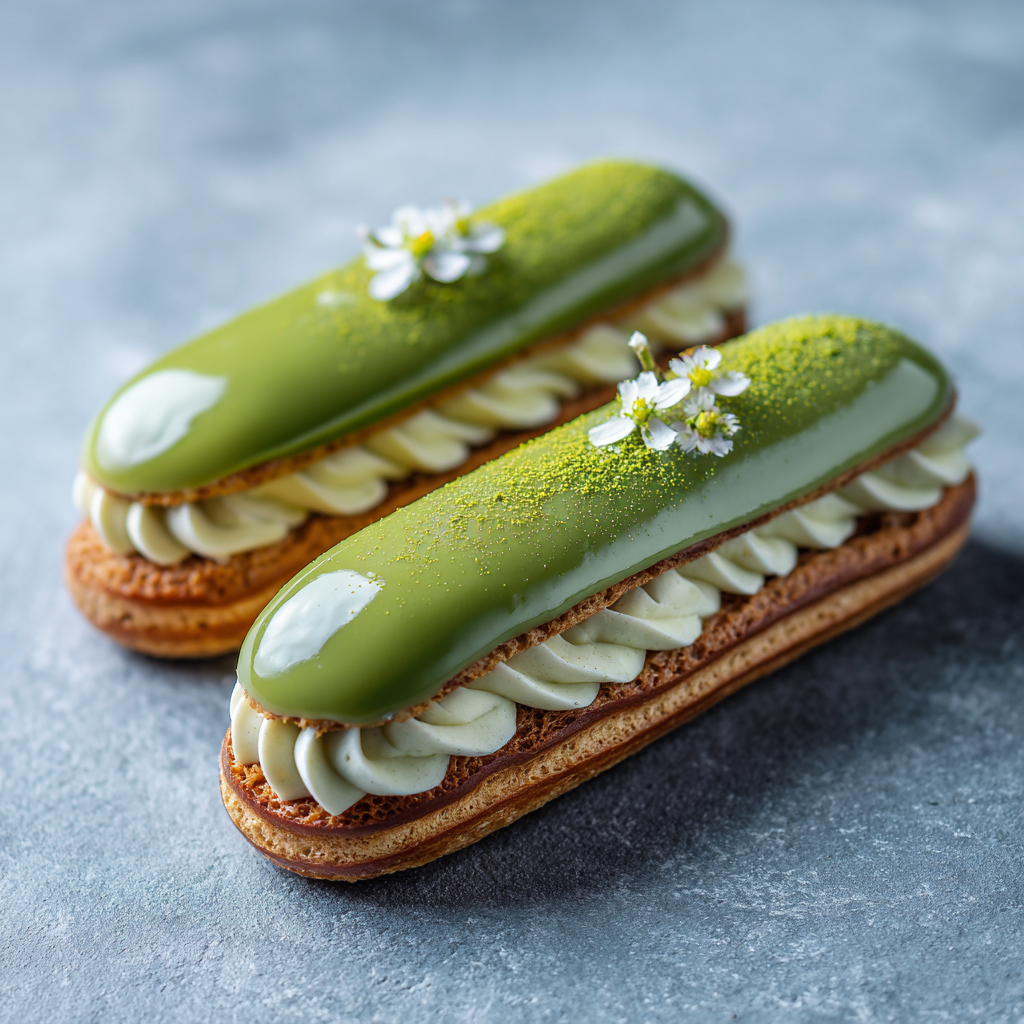 Matcha White Chocolate Éclairs Recipe - Recipe Image
