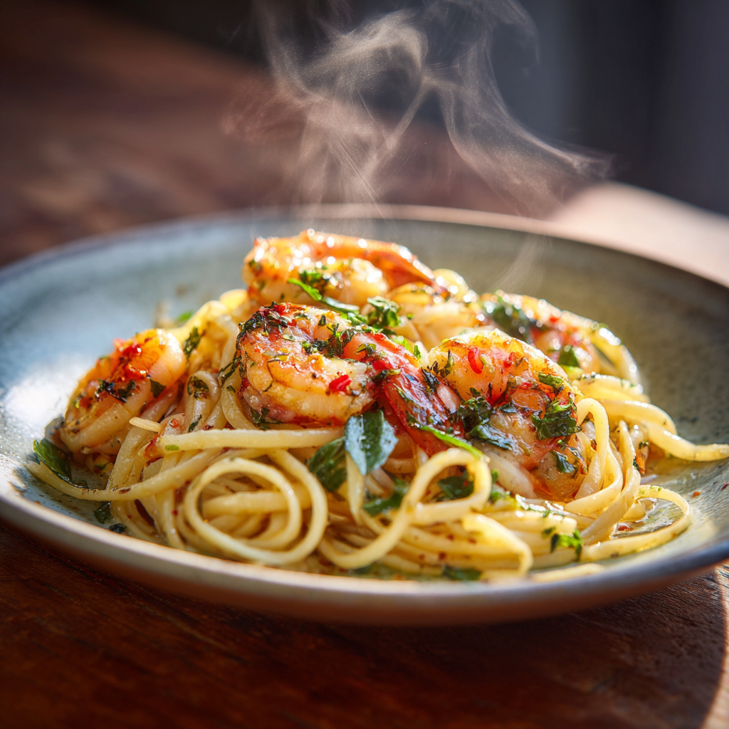 Creamy Garlic Butter Shrimp Pasta Recipe - Recipe Image