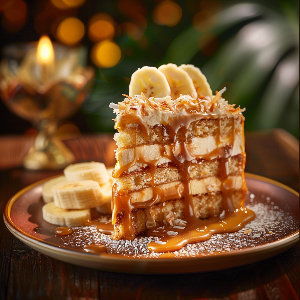 Banana Caramel Coconut Cake Recipe - Recipe Image
