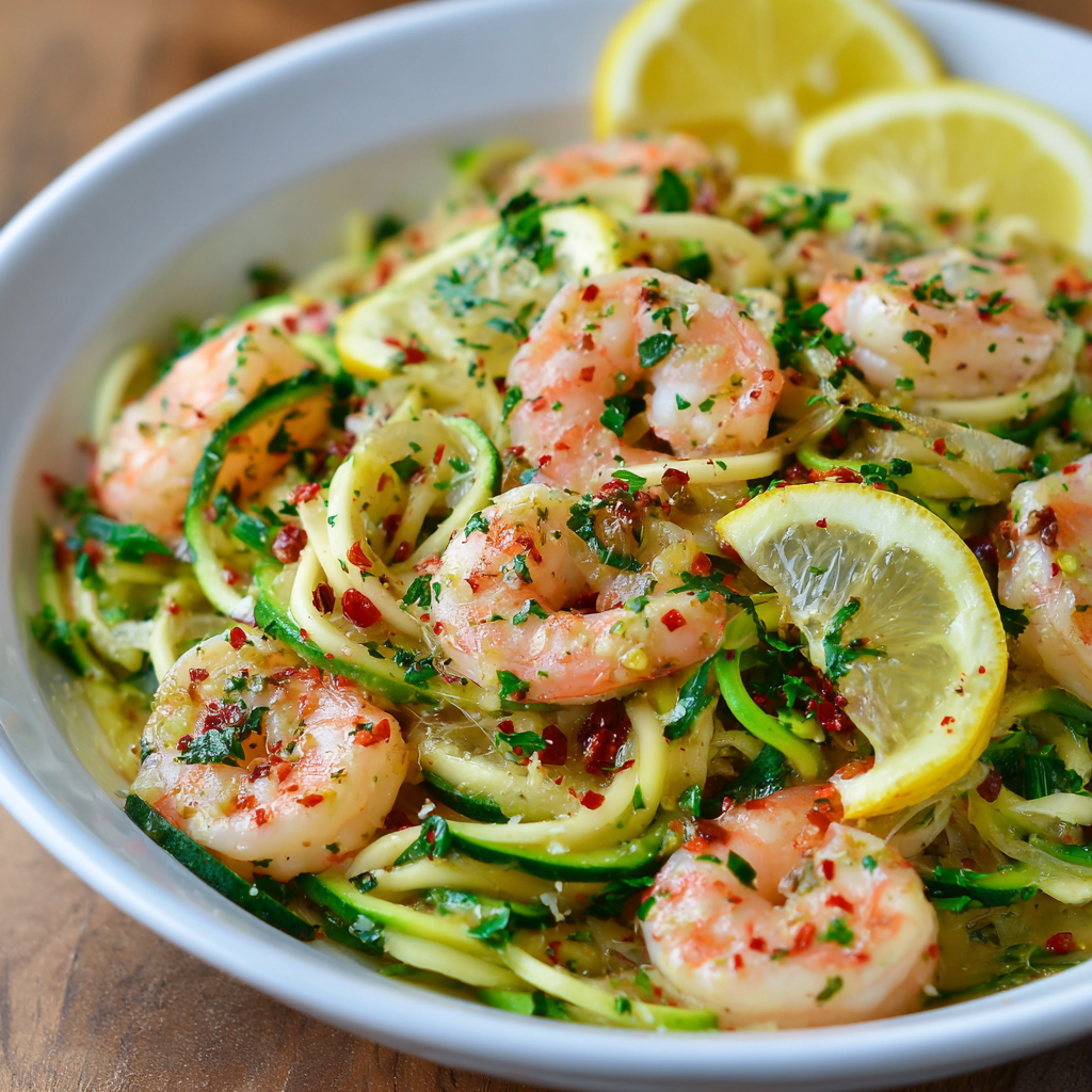 Lemon Garlic Shrimp Zoodles Recipe