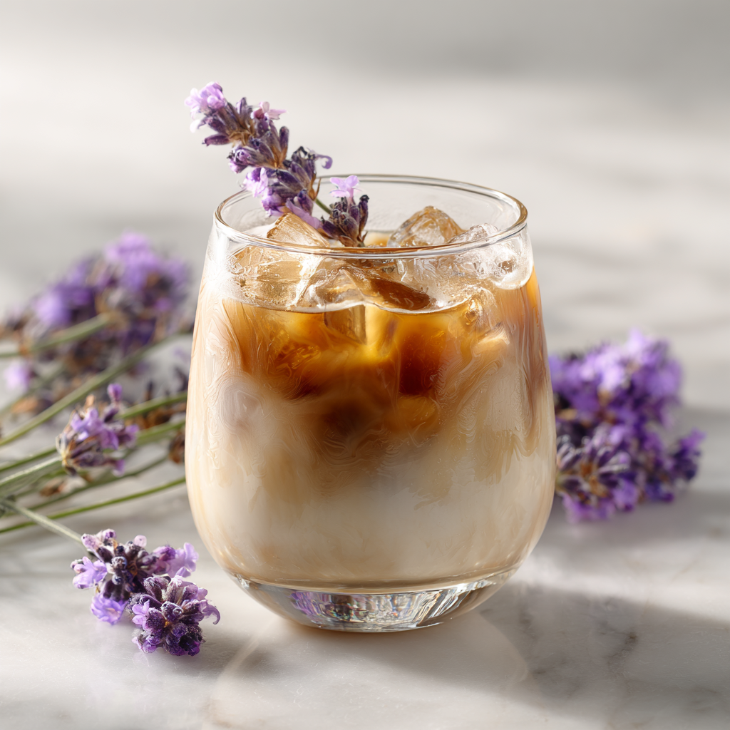 Iced Coconut Lavender Latte Recipe 2 Iced Coconut Lavender Latte Recipe - Recipe Image