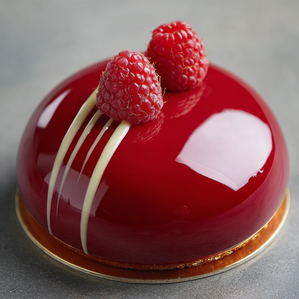 Raspberry Coulis Mirror Glaze Entremet