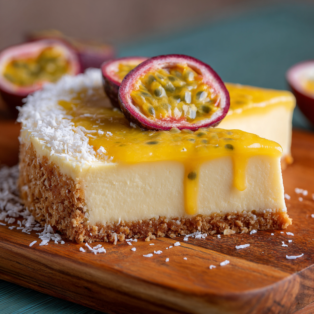 Passionfruit Cheesecake with Coconut Crust Recipe