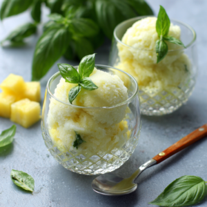 Pineapple Basil Sorbet Glass Recipe