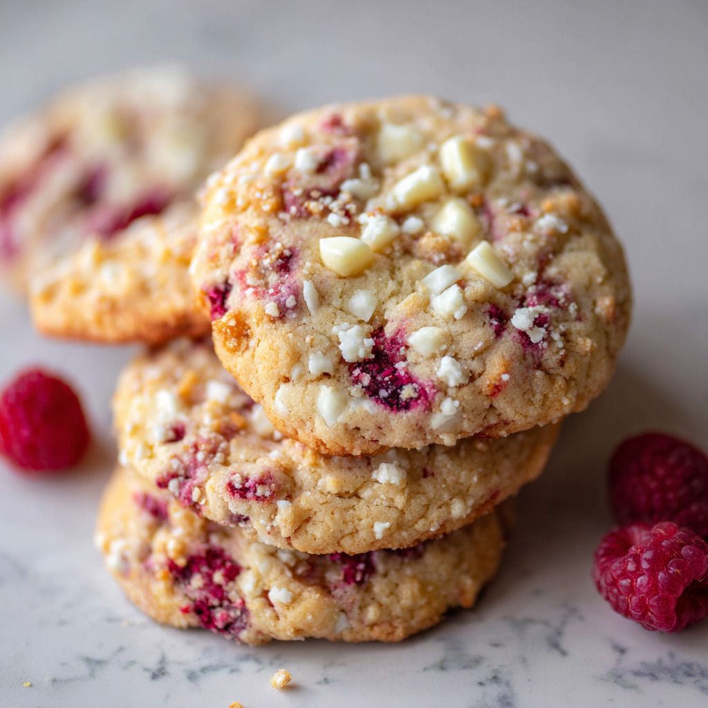 White Chocolate Raspberry Crumble Cookies Recipe