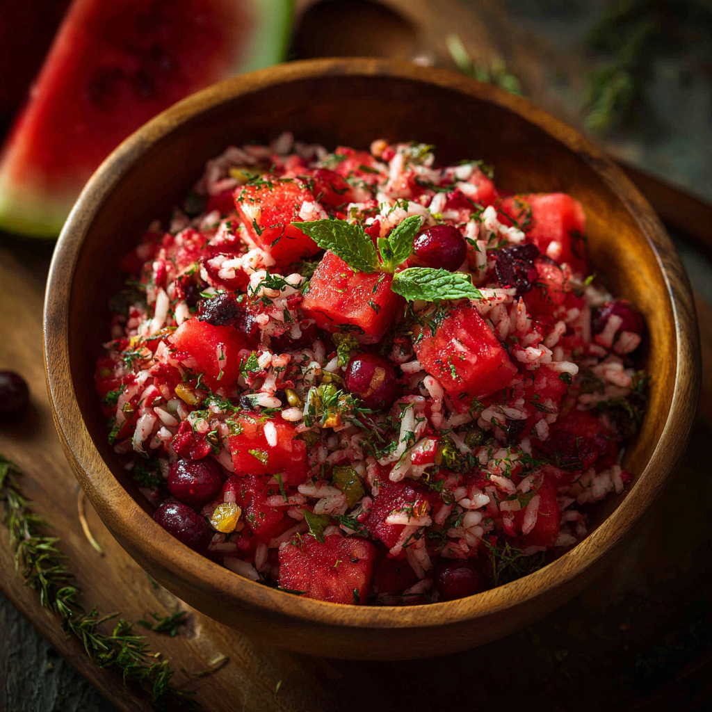Watermelon Cranberry Rice Salad Recipe