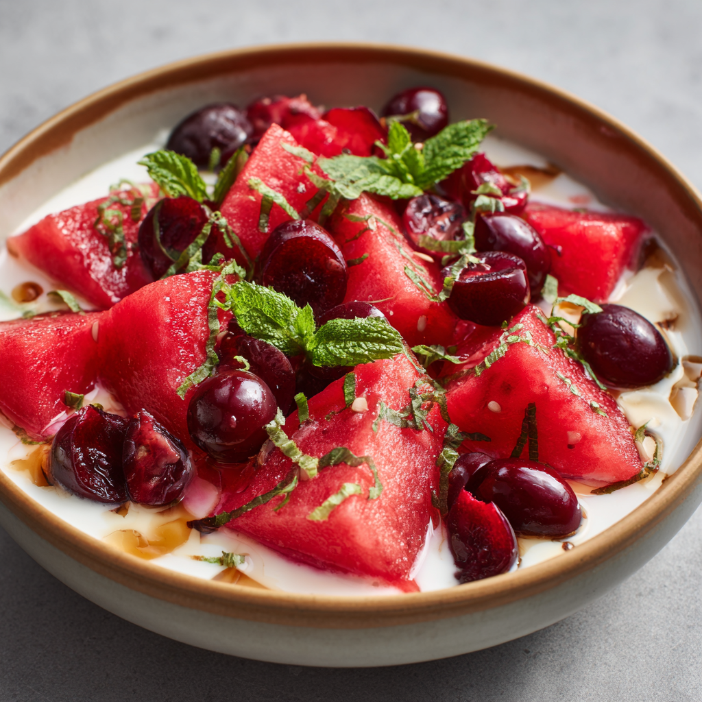 Watermelon Cranberry Savory Yogurt Bowl Recipe - Recipe Image