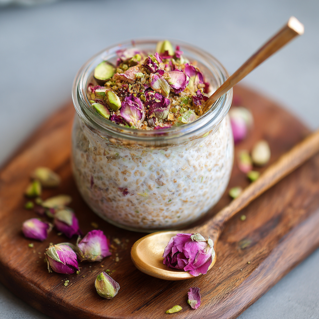 Pistachio Rose Overnight Oats Recipe - Recipe Image