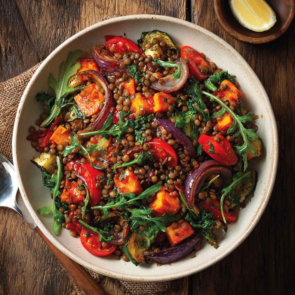 Lentil and Roasted Vegetable Salad Recipe - Recipe Image