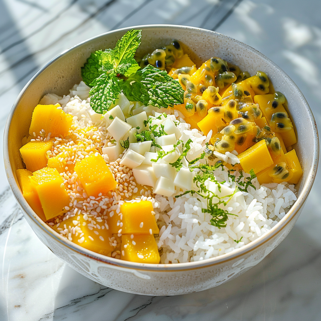 Mango Passion Fruit Coconut Rice Recipe - Recipe Image