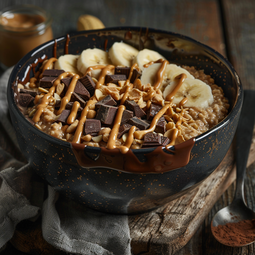 Chocolate Banana Peanut Oat Bowl Recipe - Recipe Image