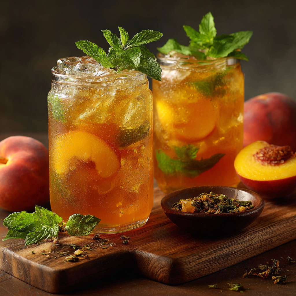Iced Honey Peach Green Tea Recipe - Recipe Image
