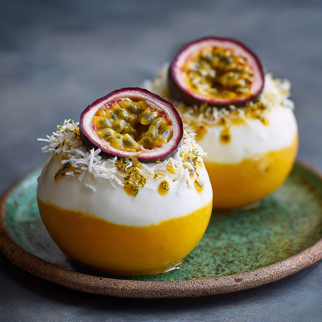 Mango Passionfruit Dome with Coconut Foam Recipe - Recipe Image