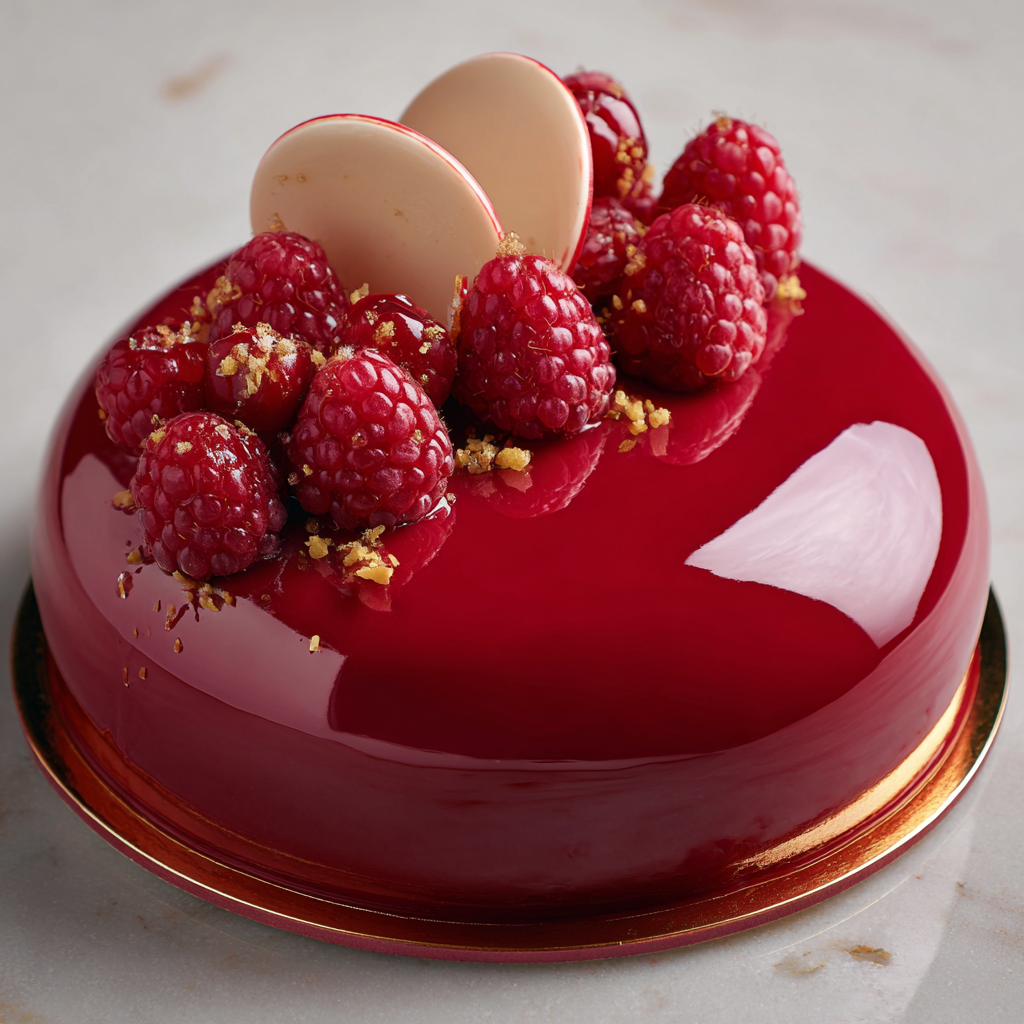 Raspberry Coulis Mirror Glaze Entremet 2 Raspberry Coulis Mirror Glaze Entremet - Recipe Image