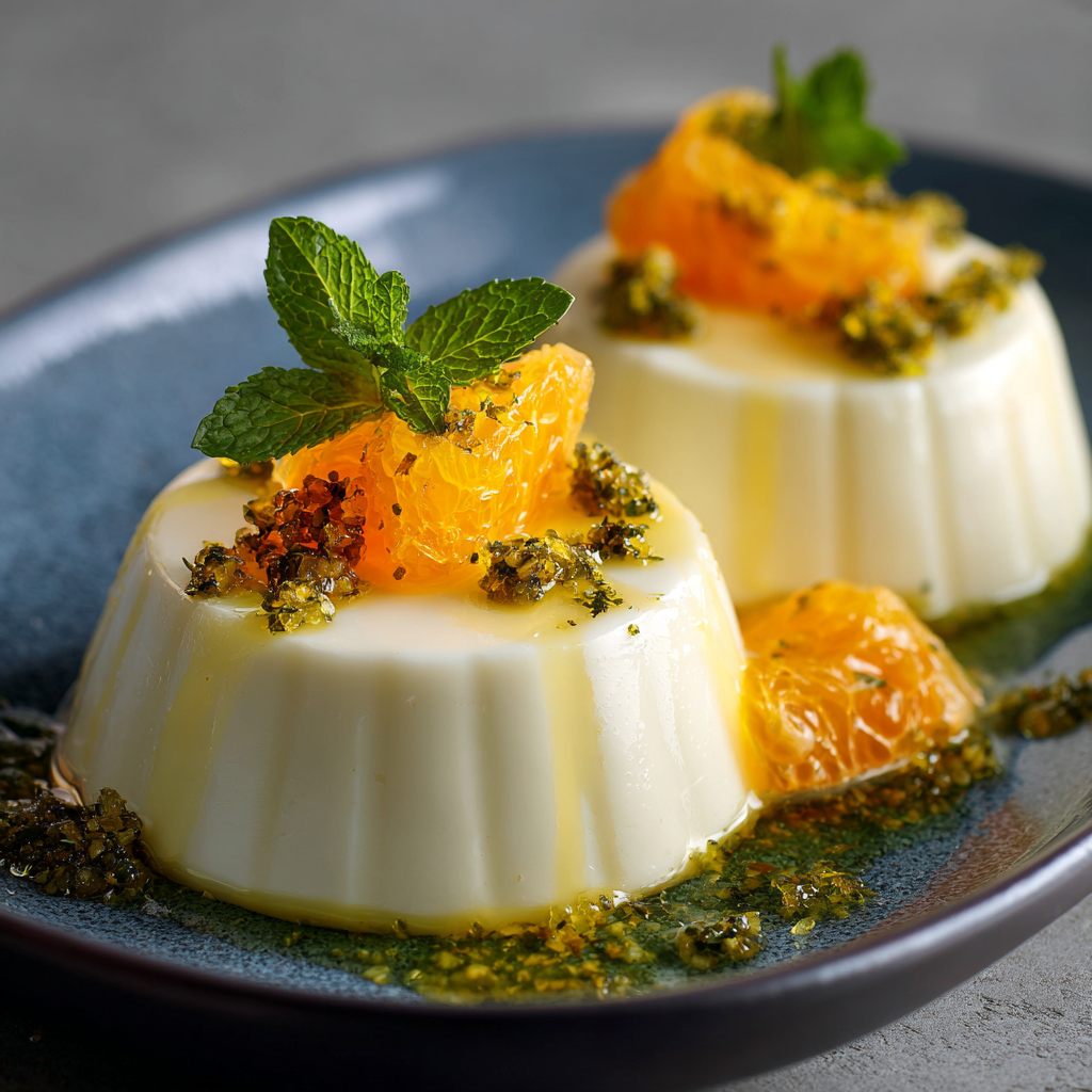 Lemon Verbena Panna Cotta with Citrus Gel Recipe - Recipe Image