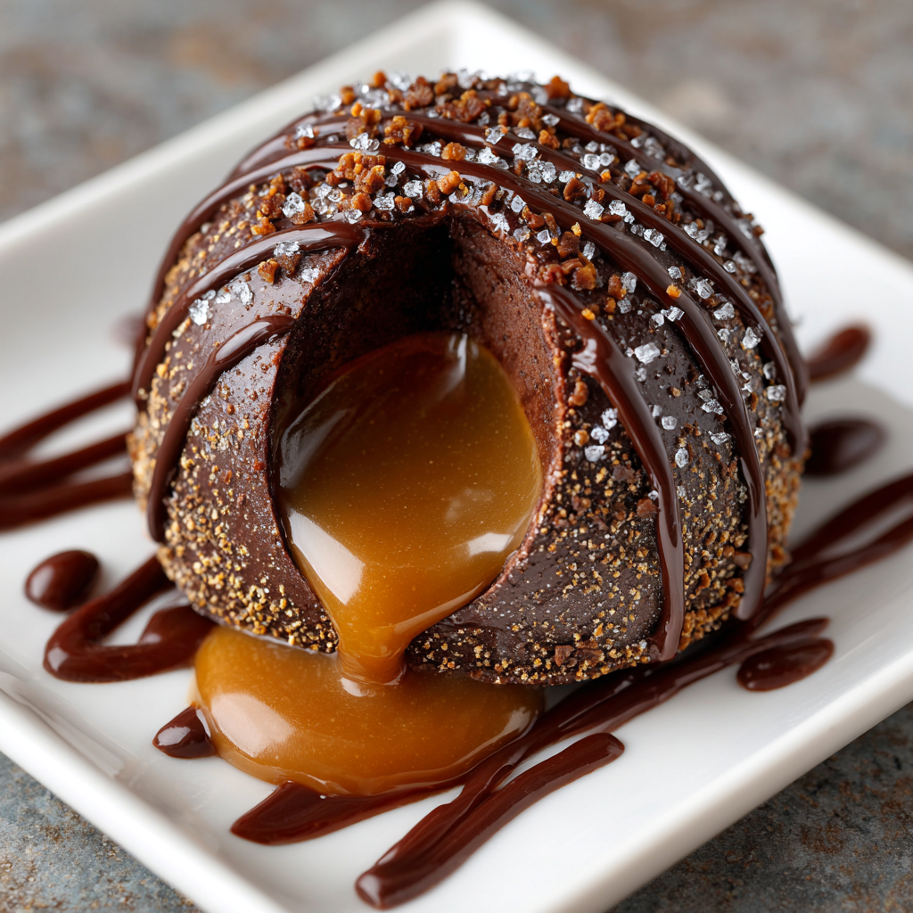Dark Chocolate Sphere with Molten Caramel Core Recipe - Recipe Image