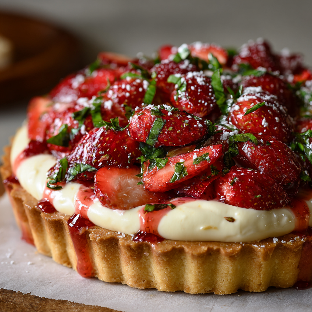 Strawberry Basil Tart with Diplomat Cream Recipe 2 Strawberry Basil Tart with Diplomat Cream Recipe - Recipe Image