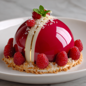Raspberry White Chocolate Dome with Mirror Glaze Recipe