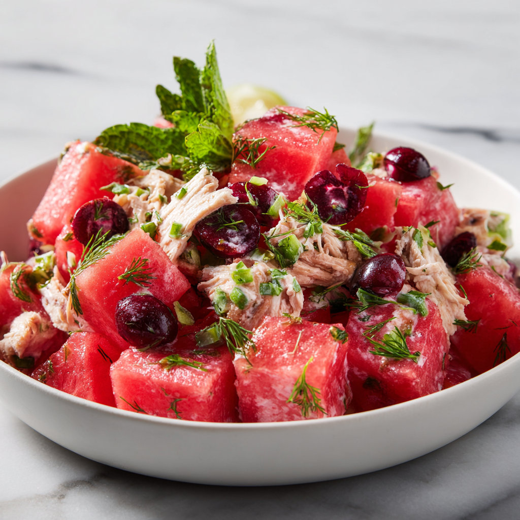 Watermelon Cranberry Chicken Salad Recipe - Recipe Image