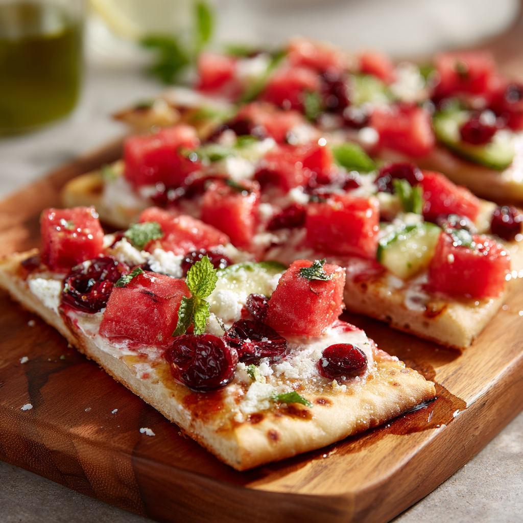 Watermelon Cranberry Flatbread Recipe - Recipe Image