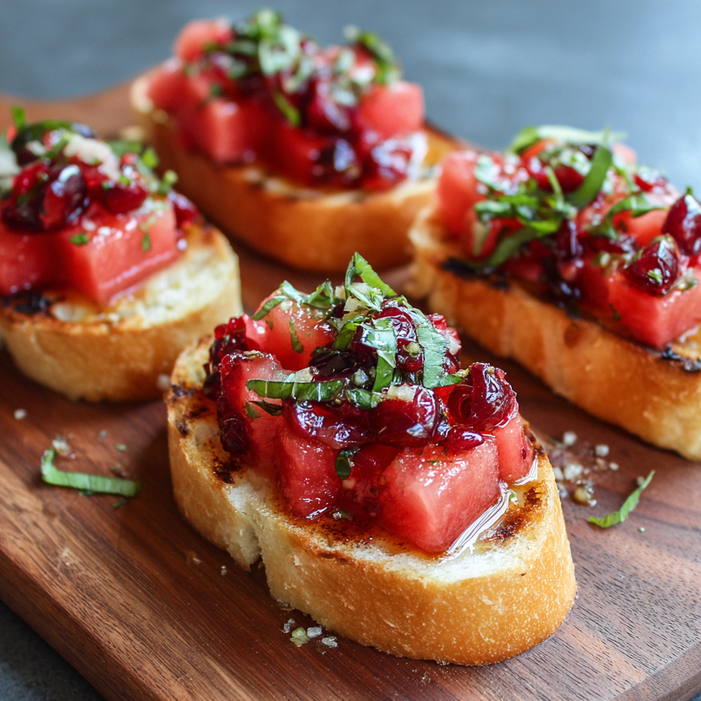 Watermelon Cranberry Bruschetta Recipe - Recipe Image