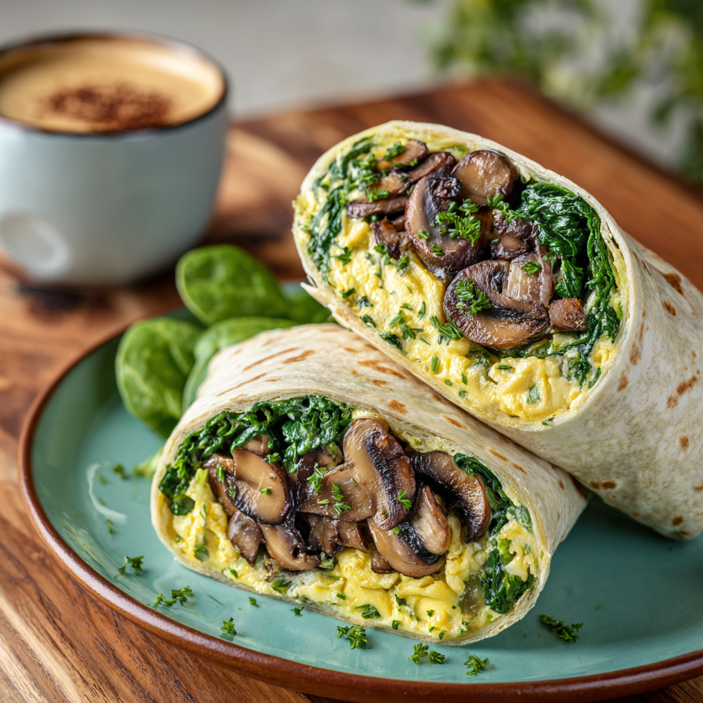 Spinach Mushroom Breakfast Wrap Recipe - Recipe Image