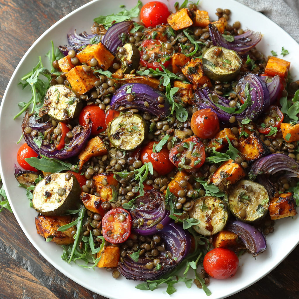 Lentil and Roasted Vegetable Salad Recipe - Recipe Image
