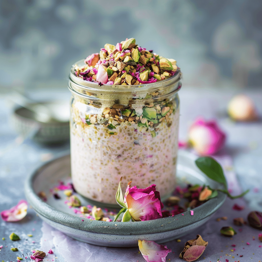 Pistachio Rose Overnight Oats Recipe - Recipe Image