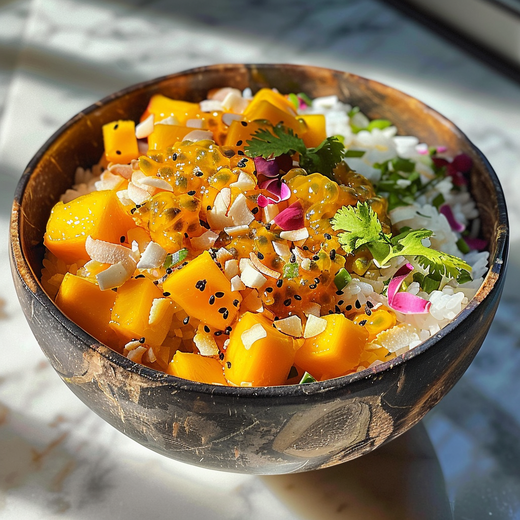 Mango Passion Fruit Coconut Rice Recipe - Recipe Image