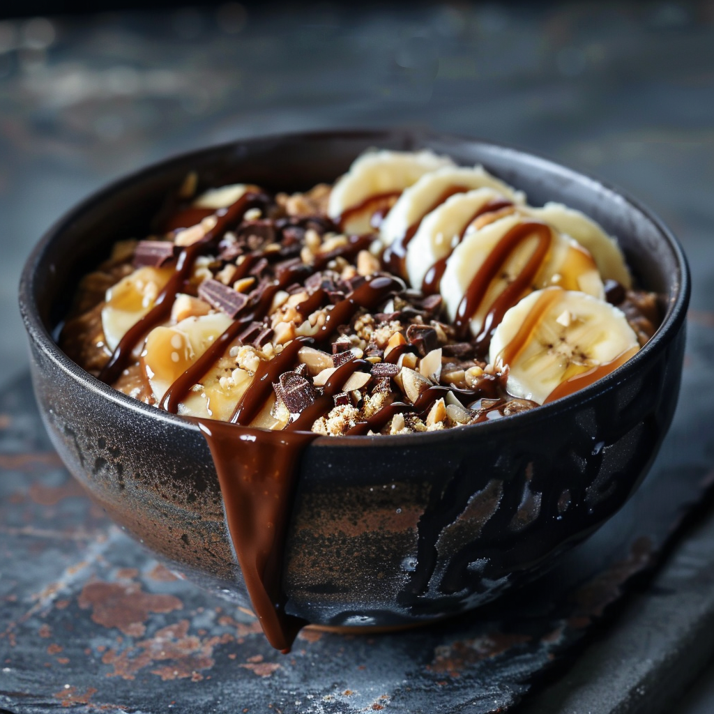 Chocolate Banana Peanut Oat Bowl Recipe - Recipe Image