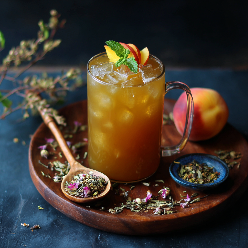 Iced Honey Peach Green Tea Recipe - Recipe Image
