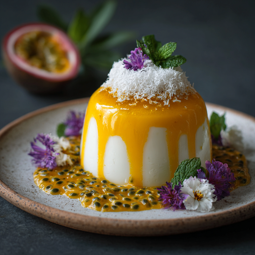 Mango Passionfruit Dome with Coconut Foam Recipe - Recipe Image