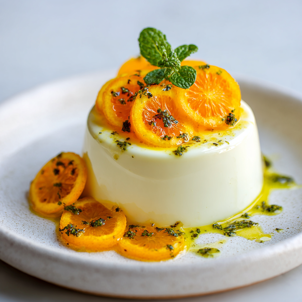 Lemon Verbena Panna Cotta with Citrus Gel Recipe - Recipe Image