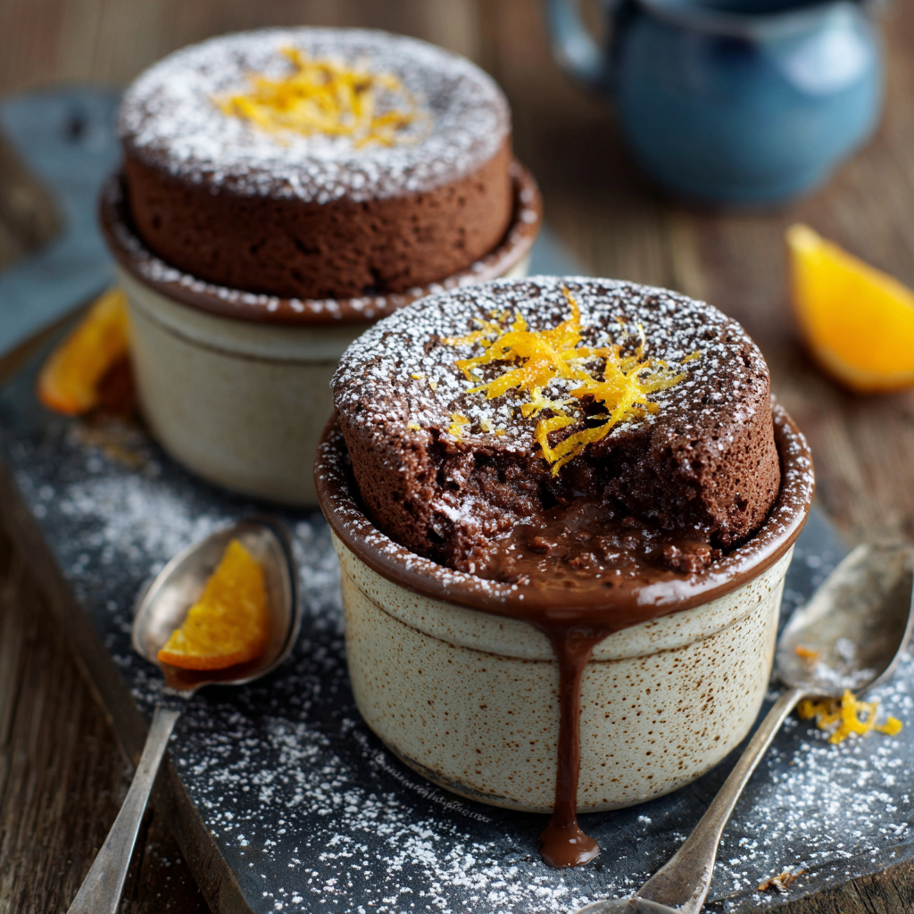 Chocolate Soufflé with Orange Zest Center Recipe - Recipe Image