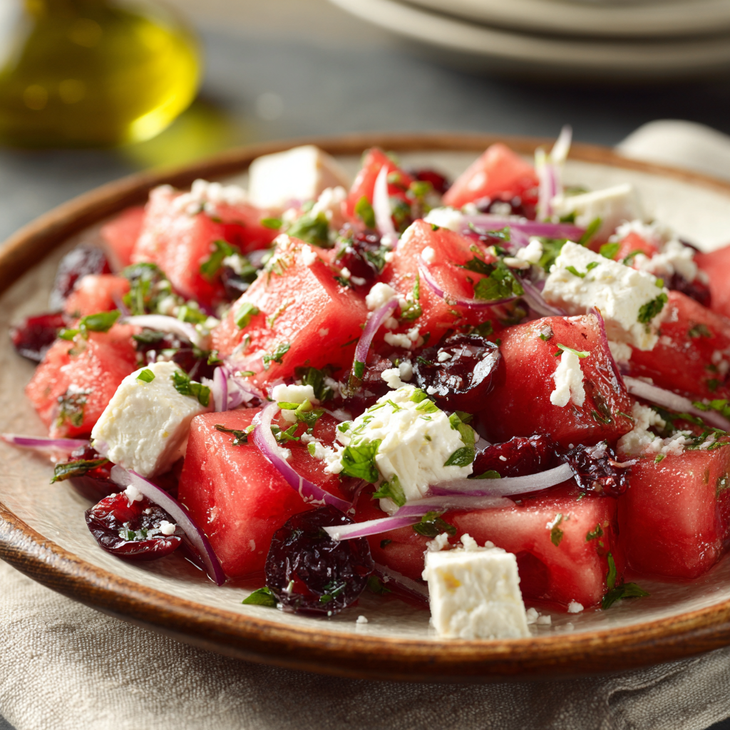 Watermelon Cranberry Feta Salad Recipe - Recipe Image