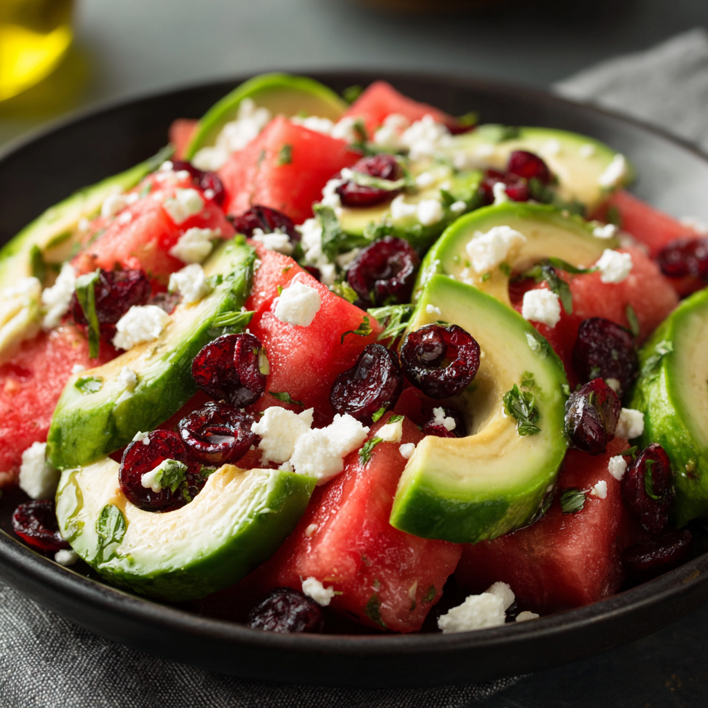 Watermelon Cranberry Avocado Salad Recipe - Recipe Image