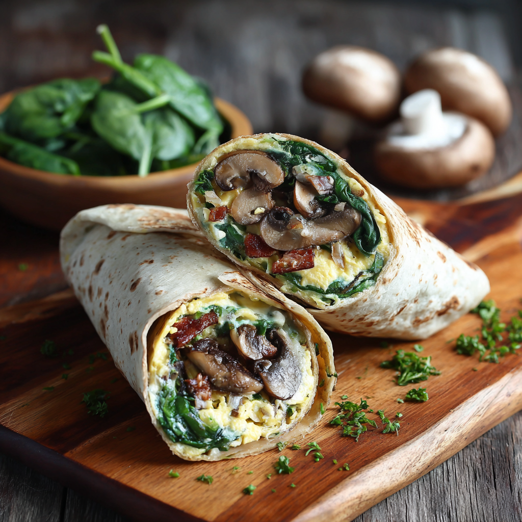Spinach Mushroom Breakfast Wrap Recipe - Recipe Image