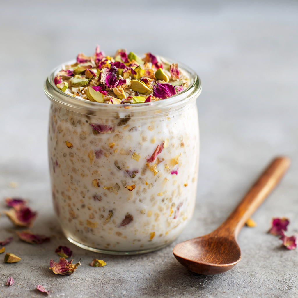 Pistachio Rose Overnight Oats Recipe