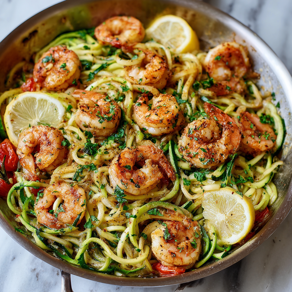 Lemon Garlic Shrimp Zoodles Recipe - Recipe Image
