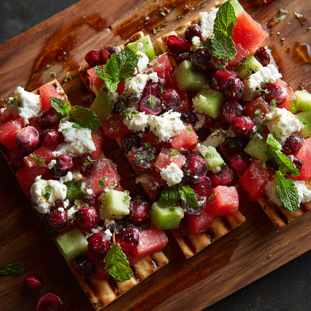 Watermelon Cranberry Flatbread Recipe - Recipe Image