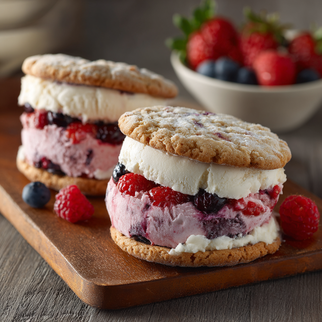 Vanilla Berry Ice Cream Sandwiches Recipe