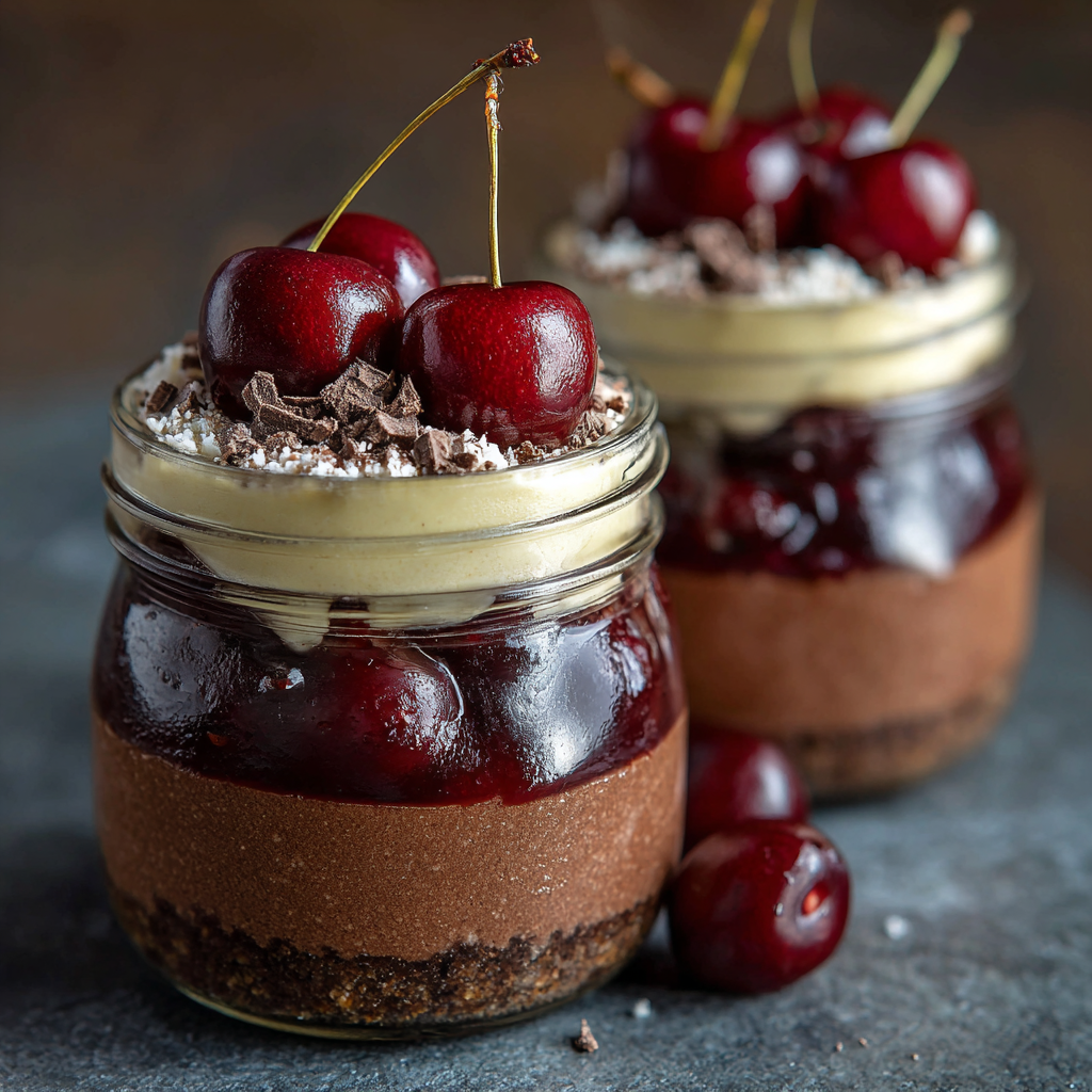 Cherry Chocolate Cheesecake Jars Recipe