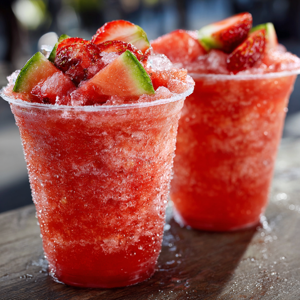 Watermelon Strawberry Slush Cups Recipe - Recipe Image
