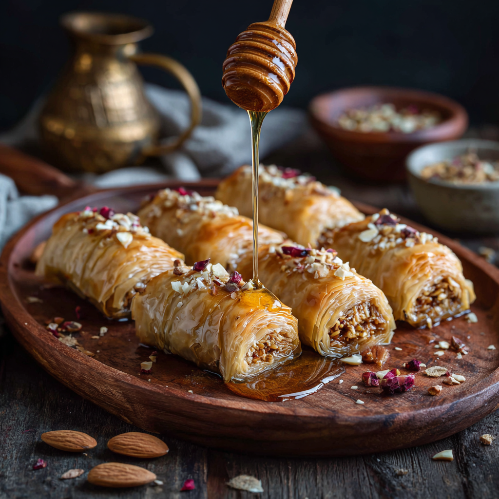 Honey Almond Baklava Rolls Recipe - Recipe Image