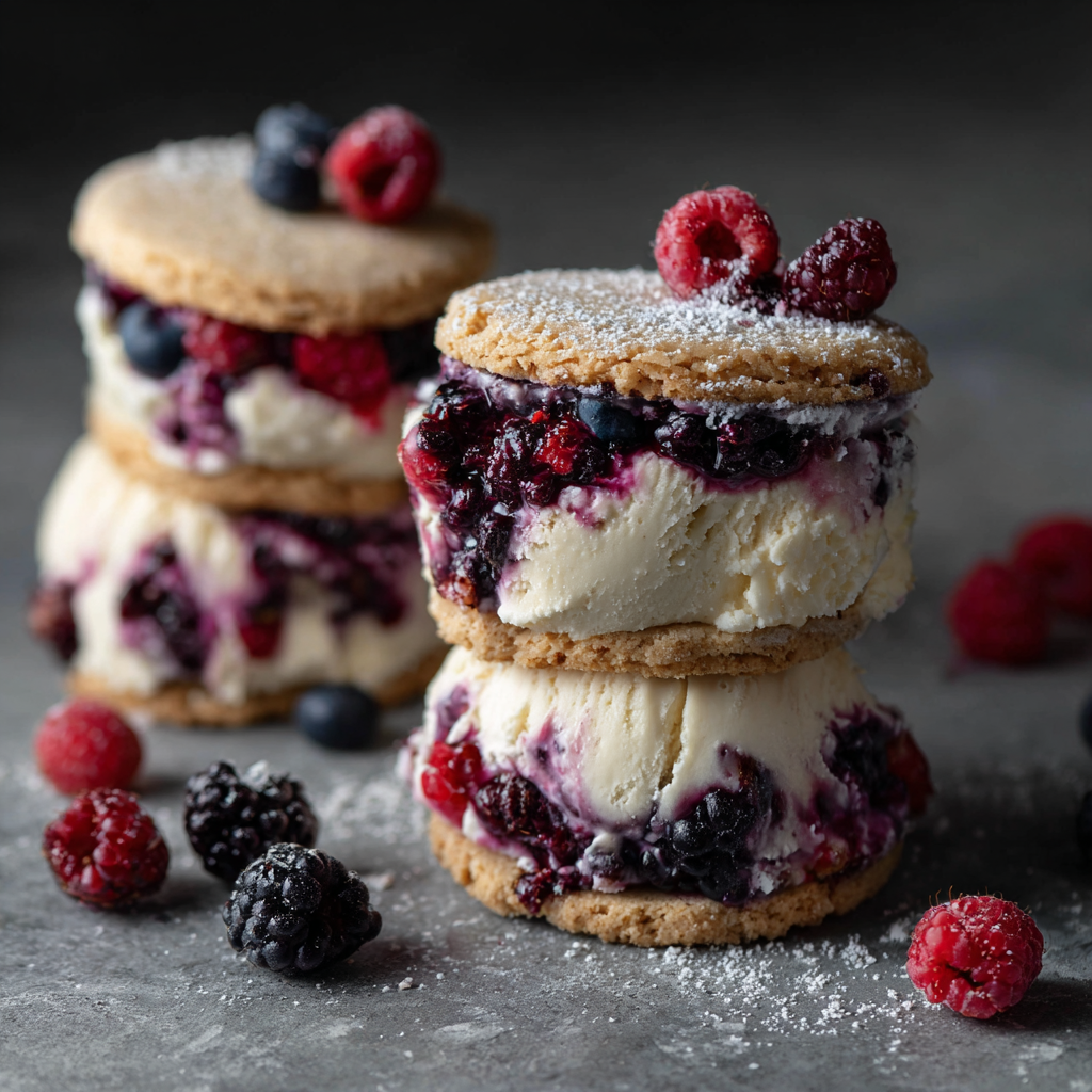 Vanilla Berry Ice Cream Sandwiches Recipe - Recipe Image