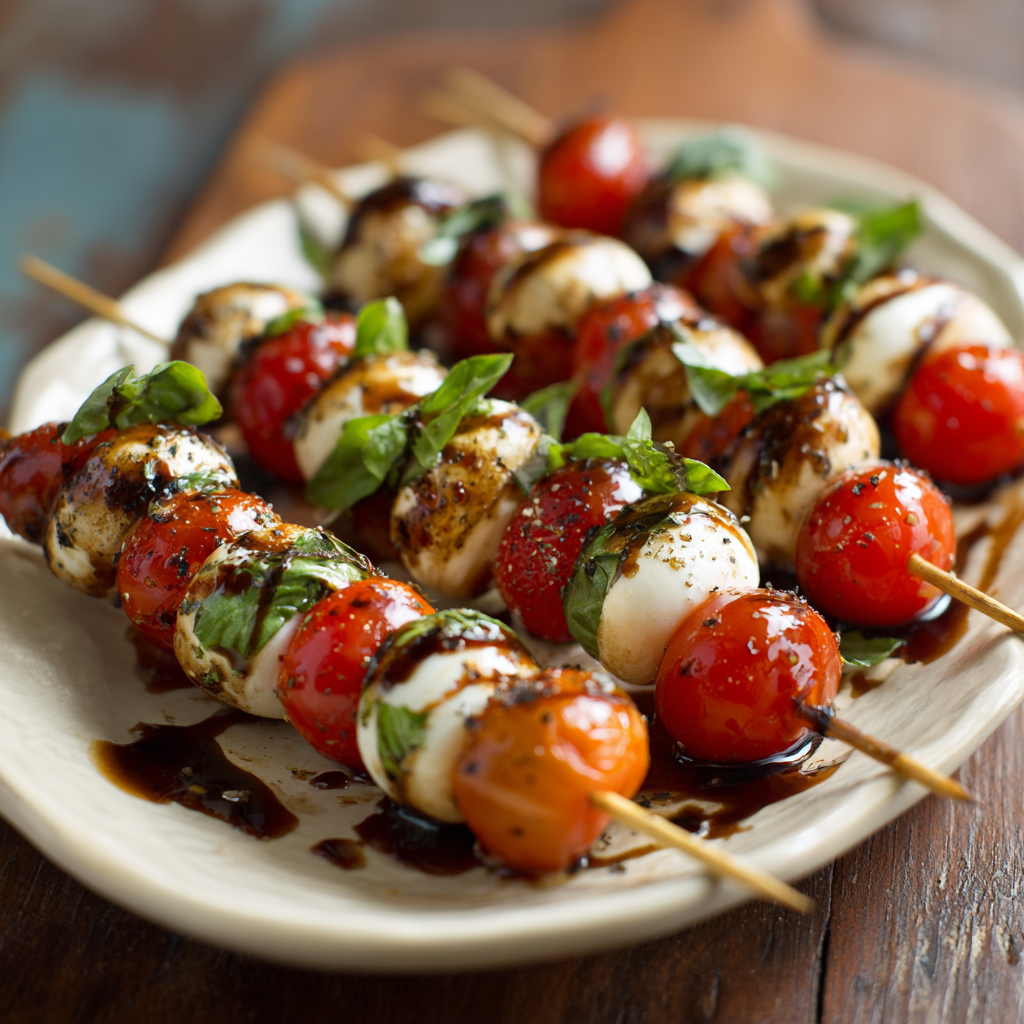Caprese Skewers Recipe 3 Caprese Skewers Recipe - Recipe Image