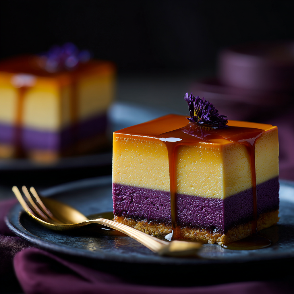 Ube Leche Flan Cheesecake Recipe
